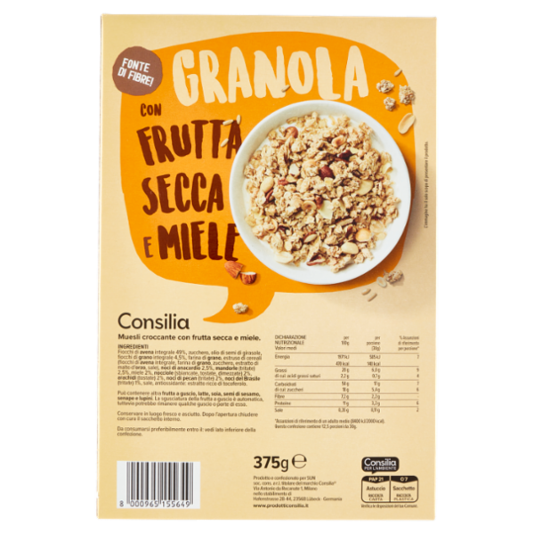 Consilia Granola con Frutta Secca e Miele 375 g