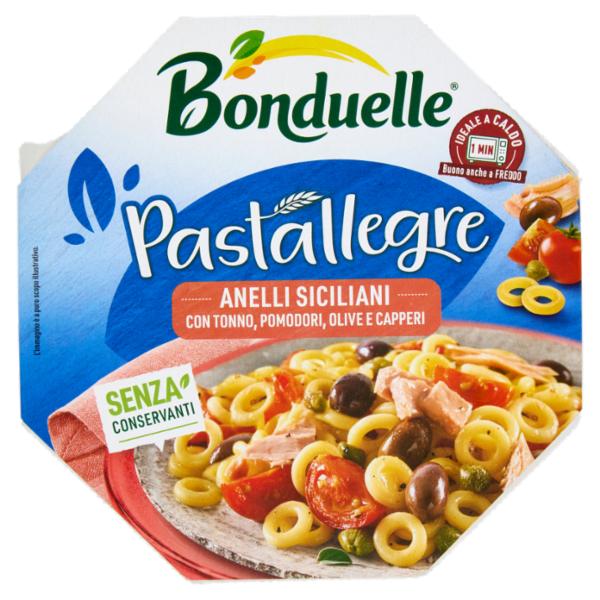 Bonduelle Pastallegre Anelli Siciliani con Tonno, Pomodorini, Olive e Capperi 200 g