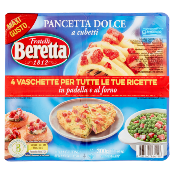 Fratelli Beretta Pancetta Dolce a cubetti 4 x 75 g