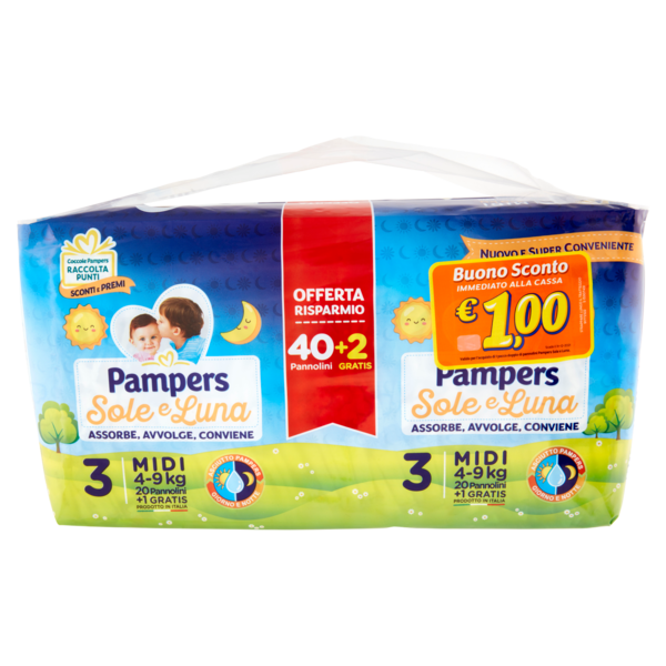 Pampers Sole e Luna 3 Midi 40 + 2 pz
