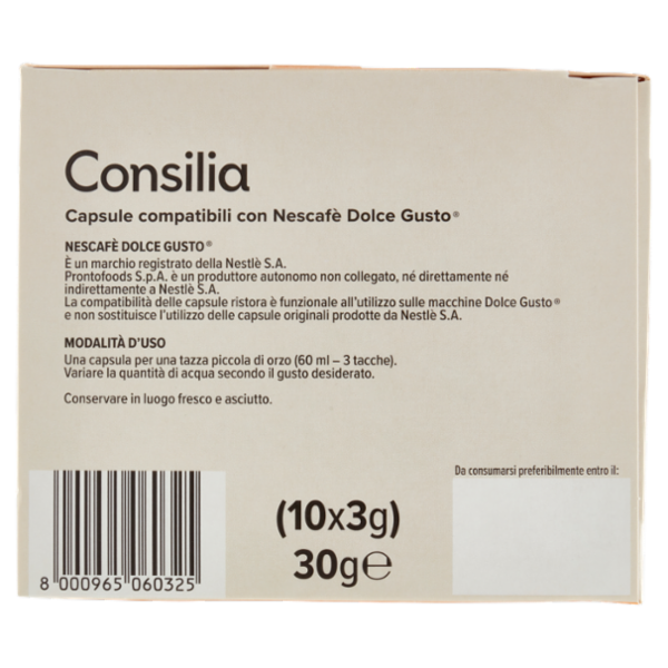 Consilia Orzo Espresso in Capsule Compatibili Dolce Gusto 10 pezzi