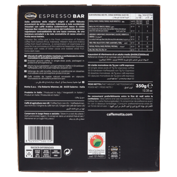 caffè motta Espresso Bar Kit Accessori + Cialde Universali Compostabili 50 x 7 g
