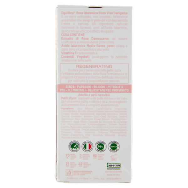equilibra Rosa Ialuronica Siero Viso Levigante 30 ml