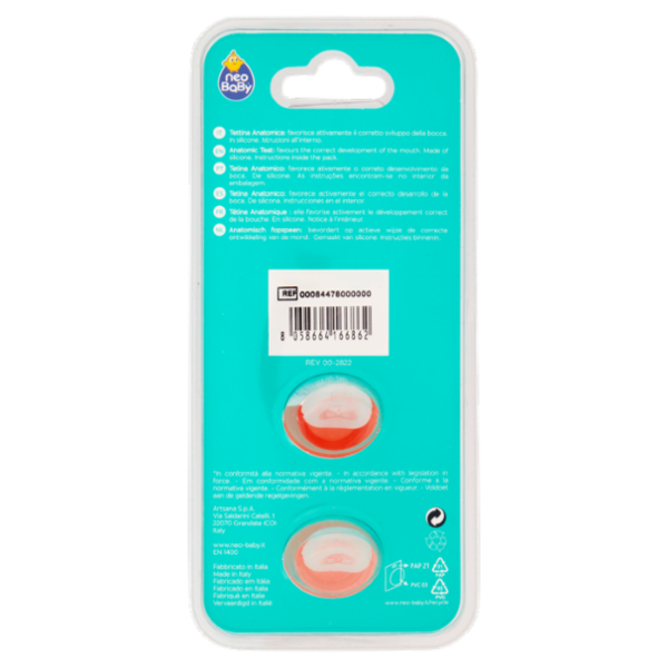 neo Baby Light Succhietto Anatomico in Silicone 12m+ Dino Arancio 2 pz