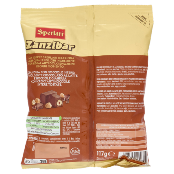 Sperlari Zanzibar Gianduia con Nocciole Intere 117 g