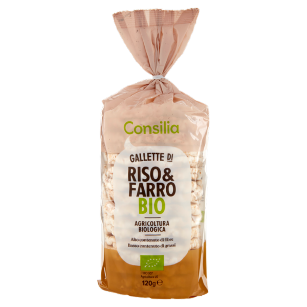 Consilia Gallette di Riso e Farro a Basso Contenuto di Grassi Biologiche 120 g