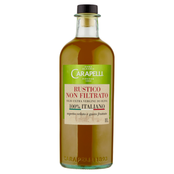 Carapelli Rustico Non Filtrato Olio Extra Vergine di Oliva 100% Italiano 1,00 L