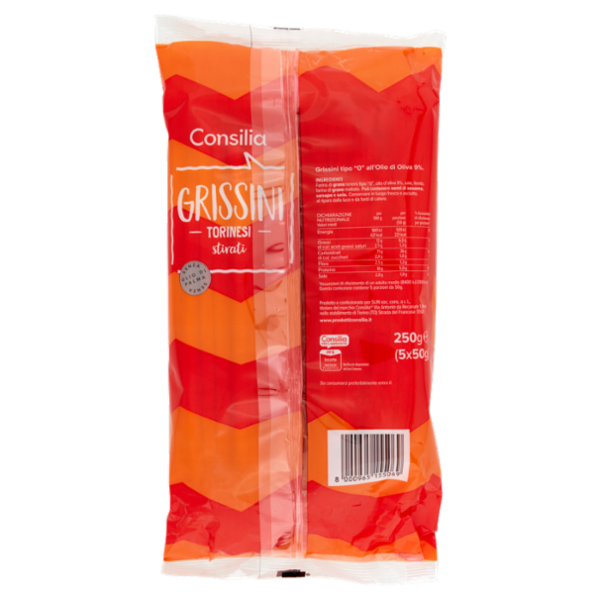 Consilia Grissini Torinesi Stirati 5 porzioni 250 g