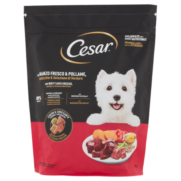 Cesar Cibo Secco Cani Manzo Pollame Verdure 800 g