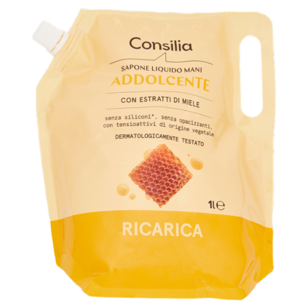 Consilia Sapone Liquido Mani Addolcente con Miele Ricarica 1 L