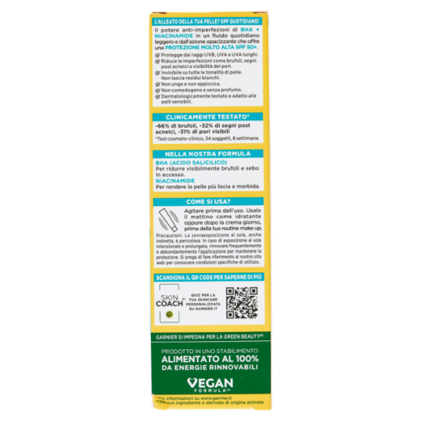 Garnier PureActive Anti-UV Fluido Quotidiano Anti-Imperfezioni, SPF 50+ 40 ml