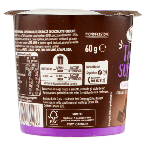 Eridania Torta Subito! Gusto Cioccolato 60 g