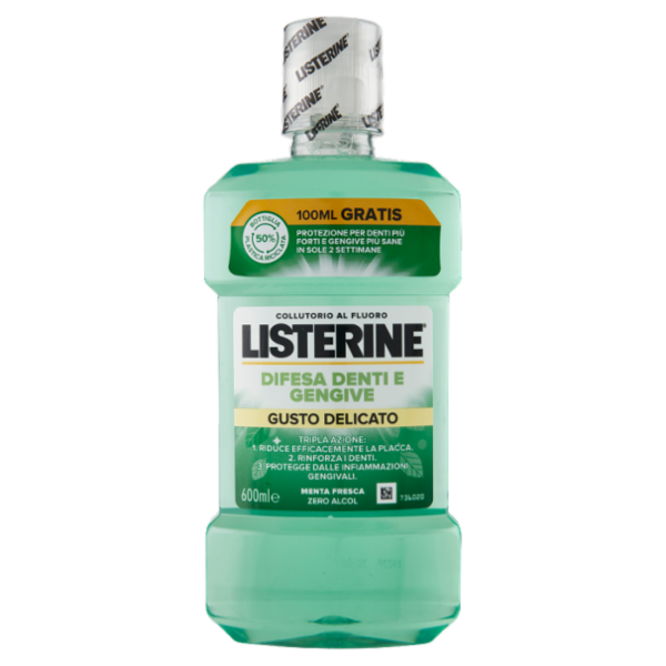 Listerine Difesa Denti e Gengive Gusto Delicato Menta Fresca 600 ml
