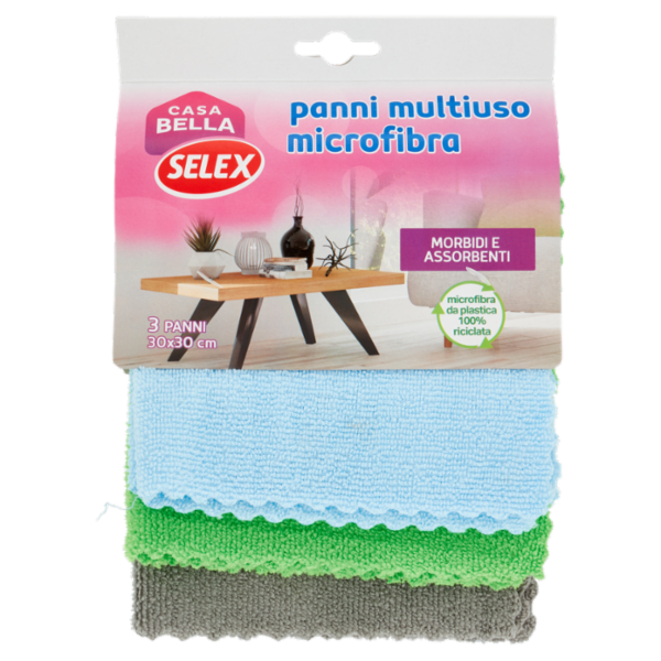 Selex Casa Bella Panni Multiuso Microfibra Cm 30X30 3 pezzi