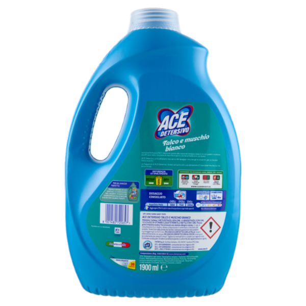 Ace Detersivo Talco e muschio bianco 38 Lavaggi 1900 ml