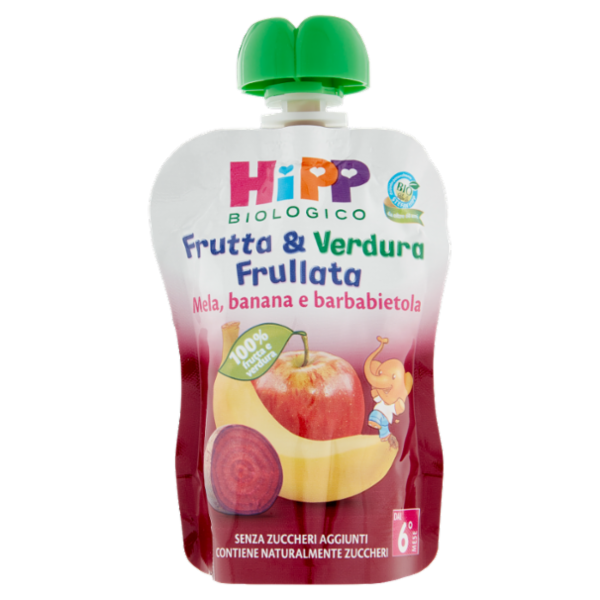 HiPP Biologico Frutta & Verdura Frullata Mela, banana e barbabietola 90 g
