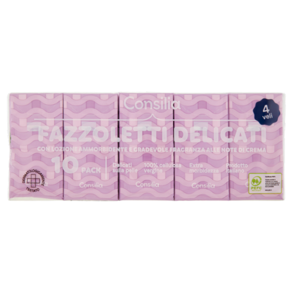 Consilia Fazzoletti di Carta 4 Veli Idratanti 10x10 pacchetti
