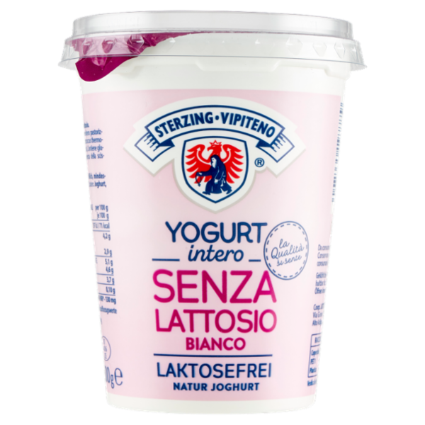 Sterzing Vipiteno Yogurt intero Senza Lattosio Bianco 500 g