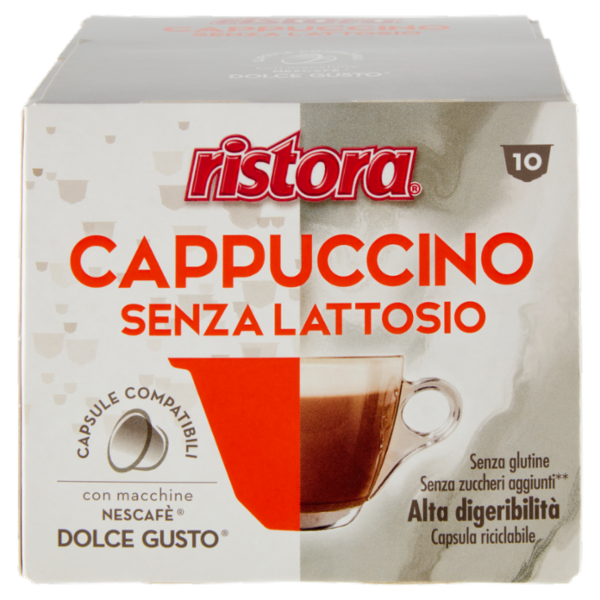 ristora Cappuccino Senza Lattosio Capsule Compatibili con macchine Nescafè Dolce Gusto 10 x 11 g