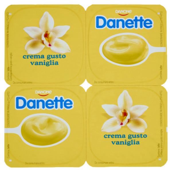 DANETTE budino gusto vaniglia, fresco dessert, Senza Conservanti, Senza Glutine, 4x125g