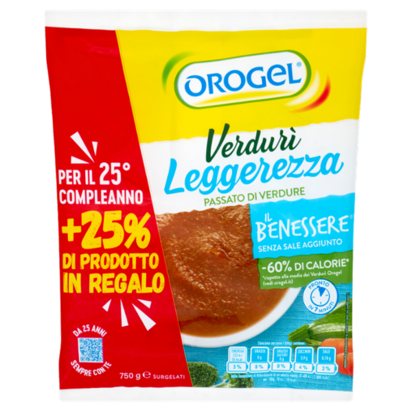 Orogel Il Benessere Verdurì Leggerezza Passato di Verdure Surgelati 750 g