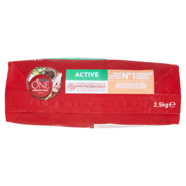 PURINA ONE Medium/Maxi Active Ricco in Pollo con Riso 2,5 kg