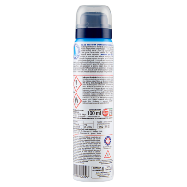Zig Zag Insetti-Via Antipuntura zanzare comuni, tigre e zecche Inodore 100 ml