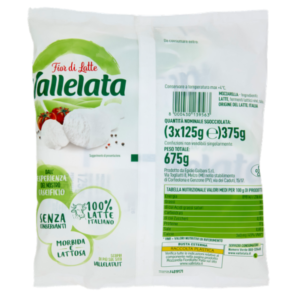 Vallelata Fior di Latte Mozzarelle 3 x 125 g