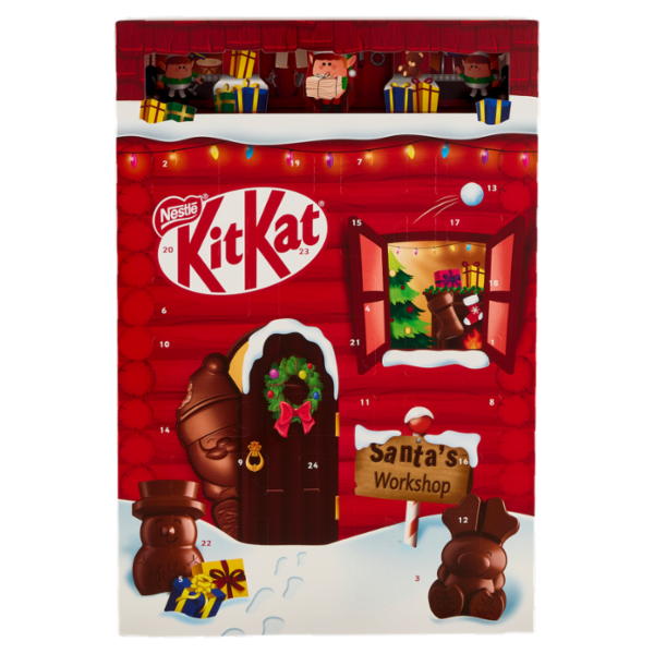 KITKAT Calendario Avvento Personaggi e Palline di Cioccolato al Latte ripieno con Wafer 208g