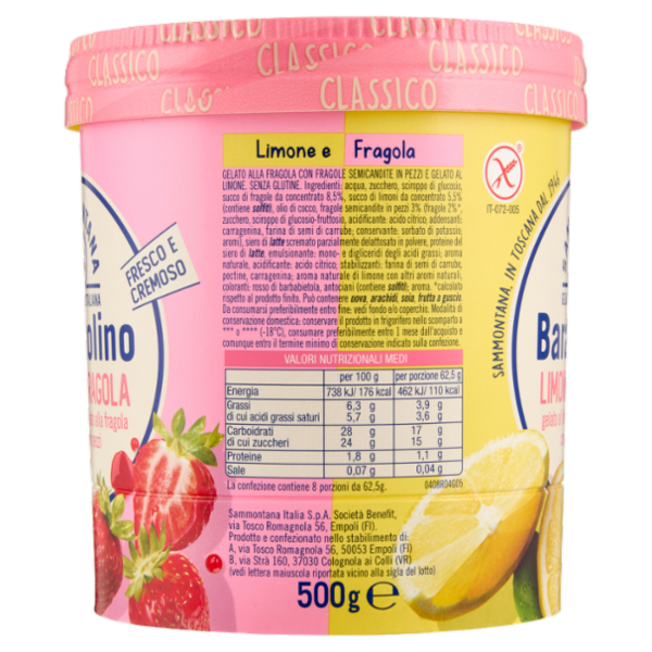 Sammontana Barattolino Classico Limone e Fragola 500 g
