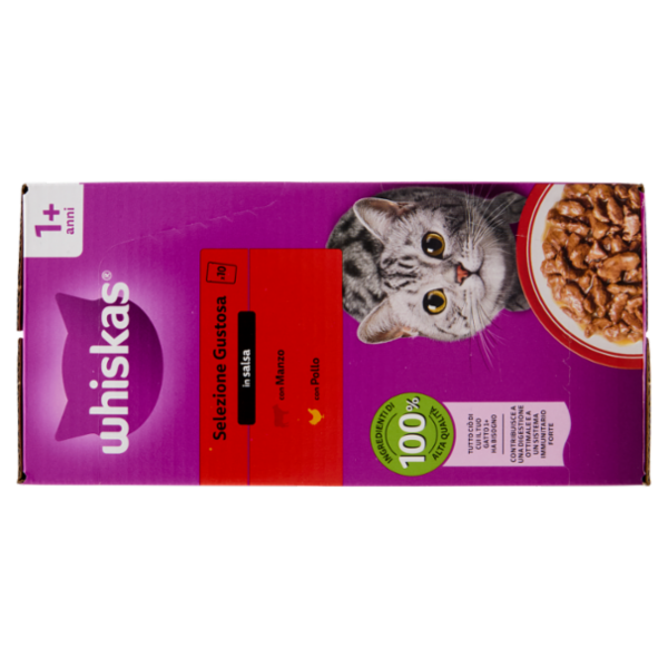 Whiskas Selezione Gustosa in salsa con manzo, con pollo 10x85g