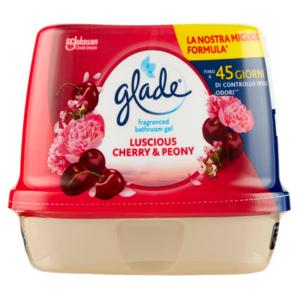 Glade Gel Bagno, Profumatore per Ambienti, Fragranza Luscious Cherry & Peony 180g
