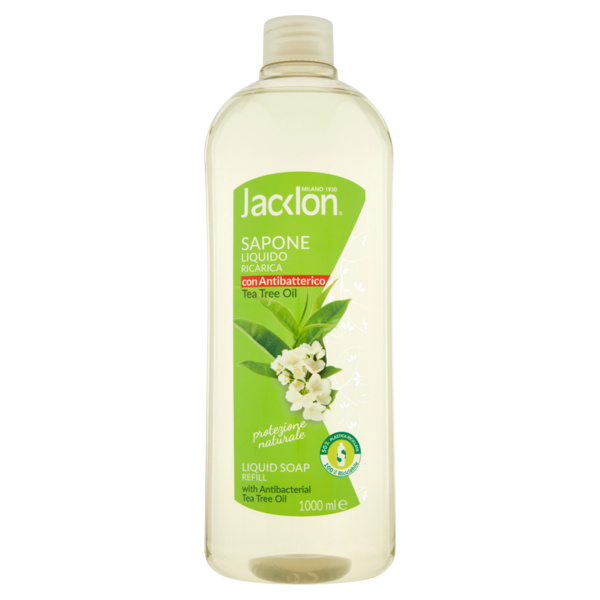 Jacklon Sapone Liquido Ricarica con Tea Tree Oil Antibatterico 1000 ml