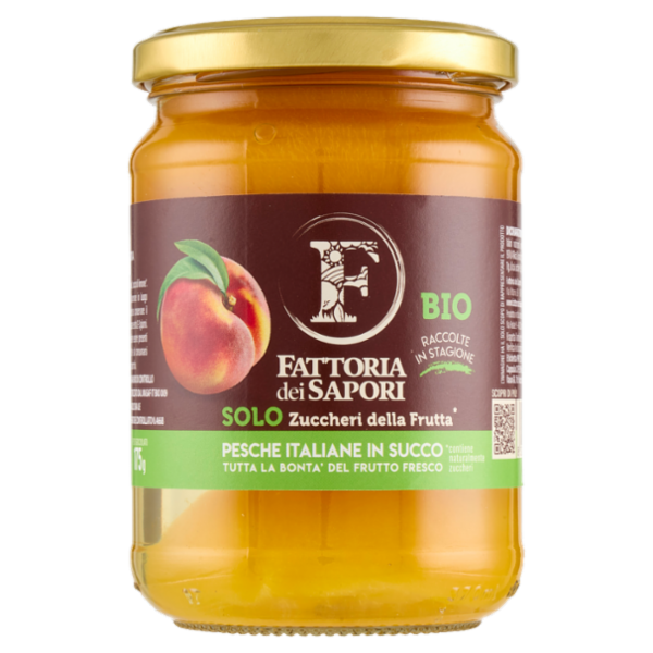 Fattoria dei Sapori Bio Pesche Italiane in Succo 350 g
