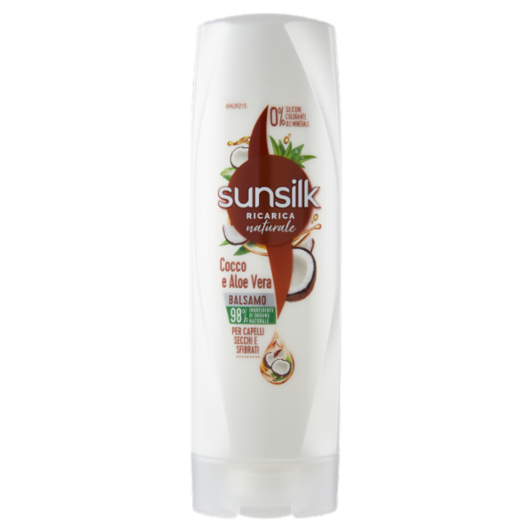 sunsilk Ricarica naturale Balsamo Cocco e Aloe Vera per Capelli Secchi e Sfibrati 200 mL