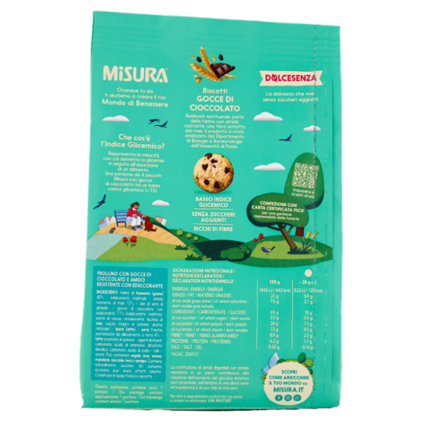 Misura Dolcesenza Biscotti Gocce di Cioccolato 200 g