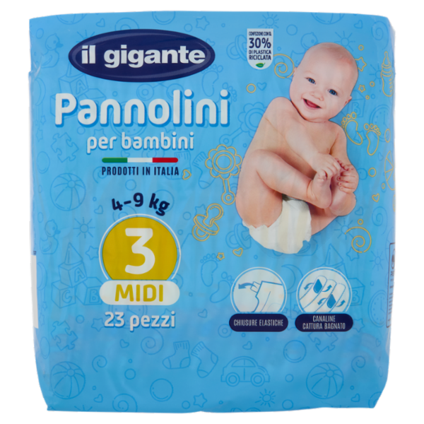 IL GIGANTE Pannolini per bambini 4-9 kg 3 Midi 23 pz