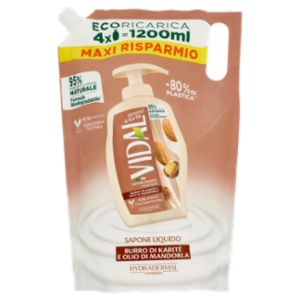 Vidal Almond & Karitè Sapone Liquido Burro Di Karitè e Olio Di Mandorla Ecoricarica 1200 Ml