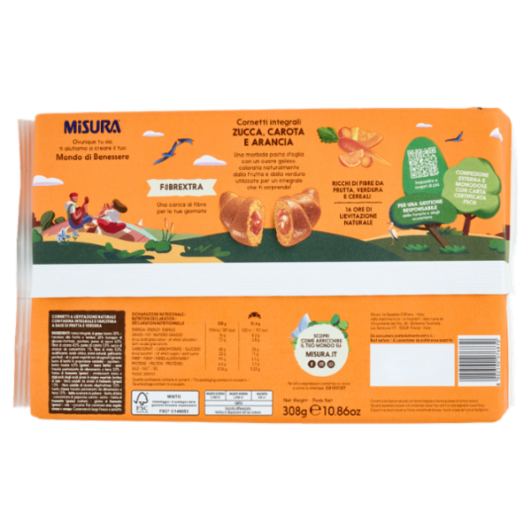 Misura Fibrextra 6 Cornetti integrali Zucca, Carota e Arancia 308 g