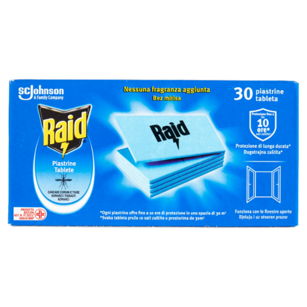 Raid Piastrine Antizanzare Comuni e Tigre, Azione prolungata, Ricarica 30 pezzi