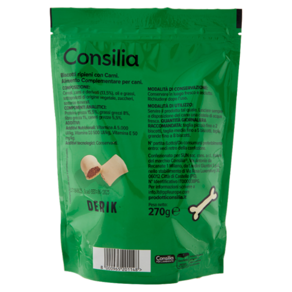 Consilia Derik Cane Biscotti Ripieni con Carni 270 g