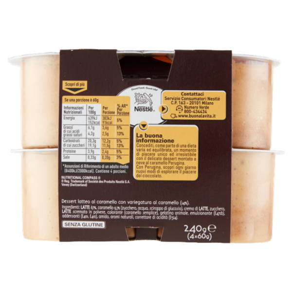PERUGINA Nuvole Mousse Caramello 4 x 60 g
