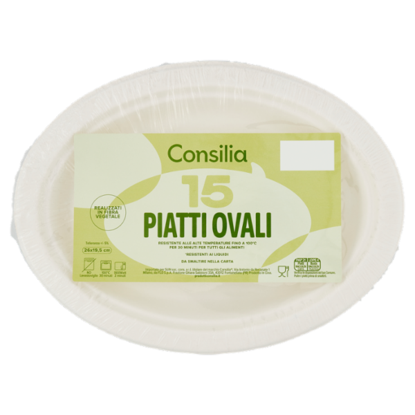 Consilia Vassoi Ovali in Fibra Vegetale Bianchi 26x19,5 cm 15 pezzi