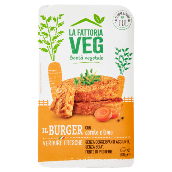 La Fattoria Veg il Burger con carote e timo x2 200 g
