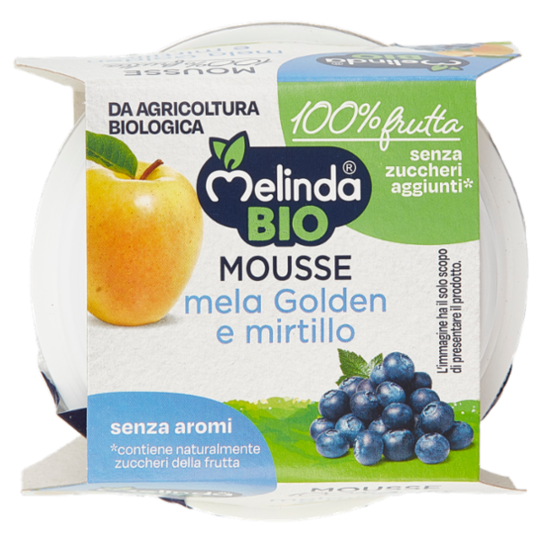 Melinda Bio Mousse mela Golden e mirtillo 2 x 100 g