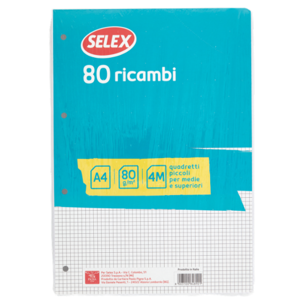 Selex Ricambio Bianco Quaxima Formato A4 80 Fogli 80 g Quadretti 4 mm