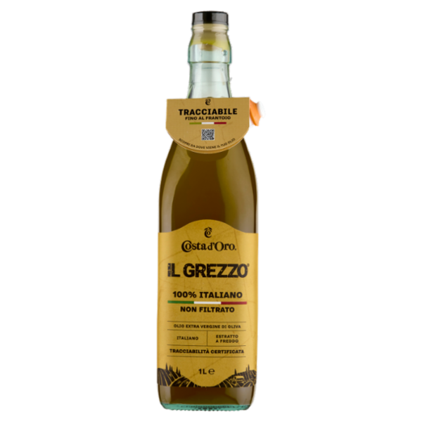 Costa d'Oro il Grezzo 100% Italiano Non Filtrato Olio Extra Vergine di Oliva 1 L