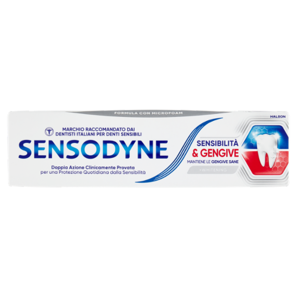 Sensodyne Sensibilità & Gengive Whitening, Dentifricio per Denti sensibili e Fastidi Gengivali, 75ml