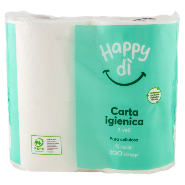 Happy dì Carta Igienica 2 Veli 300 Strappi 4 Rotoli