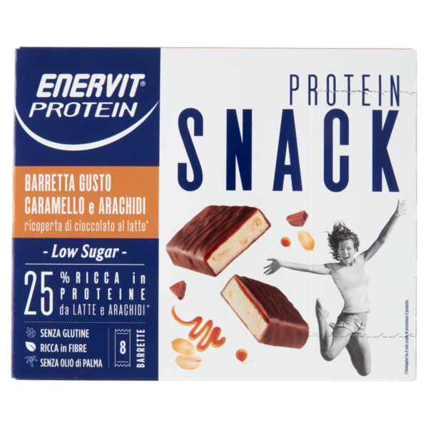 Enervit Protein Low Sugar Protein Snack Barretta Gusto Caramello e Arachidi 8 x 31 g